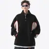 Sudadera Retro Japonesa con Media Cremallera para Hombre, Nueva Marca de Tendencia Otoño e Invierno, Chaqueta Pulóver de Punto de Empalme de Alta Gama