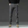 Pantalones Casuales de Algodón Puro de Alta Gama Color Caqui para Hombre Primavera y Otoño 2024 Nuevos Pantalones Ajustados para Hombre Pantalones Rectos Juveniles para Hombre