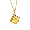 Collar de Acero de Titanio, Popular en Europa y América, Collar con Forma de Libro de Carta de Amor Grabada, Collar con Forma de Sobre de Carta de Amor Abrible, Cadena para Clavícula
