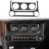 Adecuado para modelos Jeep Wrangler 11-17, juego completo de decoración interior de fibra de carbono para el logotipo del volante y el marco del interruptor del aire acondicionado