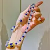 Cadena de Suéter con Diseño de Lapis Lázuli Natural Retro y Cristal Blanco