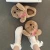 Piao Hong Design Adorables Pantuflas Peludas con Lazo de Perrito para Otoño e Invierno, Adorables Pantuflas de Algodón Cerradas con Suela Gruesa de Peluche