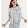 Cardigan Tricô Feminino Estilo Casual e Jovem Falso Duas Peças 2026 Outono Nova Cor Color-Block Listrado