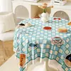 Toalha de Mesa Redonda Impermeável e à Prova de Óleo Xadrez Fresca e Simples, Toalha de Mesa PVC Resistente ao Calor Estilo Novo, Protetor de Superfície de Mesa de Centro