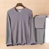 Conjunto térmico masculino gola redonda, nova coleção de inverno 2026, conjunto de roupa íntima reguladora de temperatura de veludo alemão, conjunto de camada base para outono e inverno