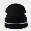 Gorro de Punto Cálido con Borde Enrollado para Otoño e Invierno Transfronterizo, Gorro Frío Reflectante para Ciclismo al Aire Libre, Suéter de Lana Frío