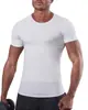 Body de manga corta de compresión para hombre Ropa interior moldeadora masculina Control de abdomen Moldeador corporal Camiseta deportiva para correr