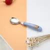 Cuchara y Tenedor de Acero Inoxidable 304 para Bebé, Cuchara Infantil de Dibujos Animados para Aprender a Comer, Cuchara Pequeña de Alimentación para Recién Nacidos
