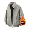 Chaqueta de Cuero PU Tie-Dye Retro Americana Unisex Primavera y Otoño Marca de Tendencia Holgada Casual Cuello Alto Estilo Hong Kong Tendencia