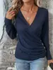 Amazon Wish Lo Más Vendido 2026 Primavera Camiseta Casual de Punto Azul para Mujer