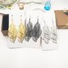 Pendientes nuevos elegantes huecos de hojas de estilo coreano para mujer, frescos, simples, de gancho para la oreja, pendientes exagerados para mujer