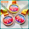 Medalla de Metal Colgante Personalizada Maratón Bádminton Niños Baloncesto Fútbol Juegos Medalla de Cristal Dorada