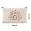 Bolsa de Maquillaje con Cremallera de Lona Transfronteriza, Bolsa de Tocador con Cremallera de Viaje Multifuncional, Bolsa de Lona Arcoíris Inspiradora para Mujeres