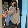Talla Extra Estilo Perezoso Delgado Manga Larga Mujer Holgado Moda Cubierta Sensación Relajada Top