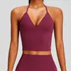 Camiseta de Tirantes Halter con Escote en V Estilo Europeo y Americano para Mujer, Sujetador Halter sin Espalda, Chaleco Deportivo Transpirable de Secado Rápido