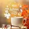 Guirnalda de Hojas de Otoño de Acción de Gracias Transfronteriza Pegatinas Estáticas de PVC para Ventanas al por Mayor Pegatinas de Hojas de Arce Blancas de Otoño Pegatinas Decorativas Impermeables para Ventanas