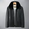 Chaqueta de Piel Sintética con Solapa Desmontable para Hombre Otoño e Invierno 2025 Chaqueta Casual Retro de Piel Sintética y Gamuza
