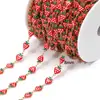 Novo Aço Inoxidável Colorido com Revestimento a Vácuo de Esmalte Corrente de Morango com Gotejamento de Óleo Corrente DIY Colar Pulseira Estilo Europeu e Americano Acessórios de Moda Venda por Atacado