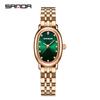 Reloj de Cuarzo Sanda Correa Simple Diamante Ovalado Reloj para Mujer Compacto y Versátil Impermeable Reloj para Examen