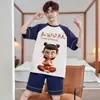 Traje Casual para Hombres Adolescentes Ropa para el Hogar Verano Hombres Algodón Puro Manga Corta 2026 Nuevo Pijama Holgado Estilo Delgado