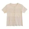 Fábrica de Jerseys Dalang Cárdigan de Punto Calado Suave Estilo Francés con Cuello Redondo de Manga Corta Top Corto para Mujer Verano
