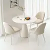 Juego de Mesa y Sillas Estilo Crema para Apartamentos Pequeños, Adecuado para Balcones de Casa, con Cubierta de Mesa de Piedra Sinterizada, Mesa de Recepción y Reunión de Lujo Ligero, Mesa Redonda Pequeña Estilo Francés