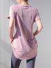 Ropa de yoga de manga corta de verano, nueva, de longitud media, que cubre la cadera, adelgazante, de secado rápido, transpirable, camiseta deportiva de fitness para mujer, fina
