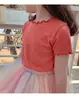 Nuevo Top de Verano Estilo Coreano para Niños con Volantes de Color Sólido Versátil de Manga Corta Camisa Básica Simple de Color Sólido para Niñas