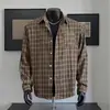 Camisa a cuadros de manga larga negra cleanfit para hombre, tacto de alta gama, top base a cuadros para hombre, chaqueta casual para hombre