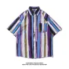 Camisa Floral Hawaiana para Niños Verano Delgado Estilo Hong Kong Ins Marca de Moda Atractivo Casual de Moda Top de Media Manga de Moda