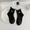 Calcetines de Mujer Primavera y Otoño Malla Lazo Bordado Calcetines de Tubo Medio Estilo Coreano Adelgazantes para Niñas Ins de Moda Calcetines de Luna Colgante