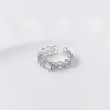 Anillo de Plata de Ley S925 Nalan con Diamante Único y Filigrana Hueca, Anillo de Commuter de Nicho Moderno y Elegante R03860