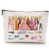 Bolsa Cosmética Explosiva Transfronteriza con Estampado Doble Cara Patrón de Letras Bolsa con Cremallera Bolsa de Muestra de Lino Bolsa de Almacenamiento Impermeable en stock