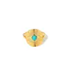 Anillo Nuevo de Acero Inoxidable Europeo y Americano Electrochapado al Vacío Europeo y Americano Oro de 18K Hoja de Turquesa Apertura Joyería de Una Mano