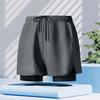 Cueca de Natação Masculina Nova Camada Dupla Tamanho Grande Solta Estampada Cueca de Natação Adulto Profissional Secagem Rápida Roupa de Banho para Fontes Termais Bermudas de Praia