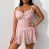 Comercio Exterior Transfronterizo Fuente de Mercancías Lencería Erótica Encaje Pijamas Sexys Camisola para Mujer Falda Corta Deseo Puro Cómodo Nuevo Estilo Europeo y Americano