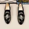 Zapatos de Hombre Europeos y Americanos Transparente con Camuflaje Bordado Mocasines Estampado de Mariposa Estilo Británico Barbería Zapatos de Moda para Hombre