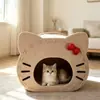 Ninho de gato em feltro, casa de gato semi-fechada, adequada para todas as estações, casa fofa para animais de estimação