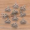 Colgante de flor de loto con forma de corona, accesorios de aleación de zinc para bricolaje, plata antigua, 13 x 15 mm, pulsera, collar, accesorios