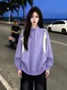 Sudadera de Patchwork con Bloques de Color, Media Cremallera, Cuello Alto, Estilo Callejero Individualista de Hong Kong, Otoño Invierno, Top Casual Versátil, ins