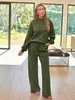 Conjunto Casual de Dos Piezas para Mujer 2026 Primavera y Otoño Nuevo Estilo Europeo y Americano con Cuello Alto, Mangas Largas, Pantalones Largos de Pierna Ancha de Cintura Alta y Sudadera