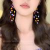 Aretes de Estrella Coloridos Aretes de Borla Larga Clips para Orejas Sin Perforación para Mujeres Aretes de Dopamina de Verano Aretes Sexy Exagerados