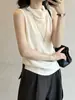 Árvore Paulownia da Montanha do Norte, colete de tricô feminino sem mangas com gola babada, estilo casual de outono, blusa base para usar por baixo, P188