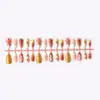 30 Piezas de Uñas Portátiles Doradas con Hoja de Arce Europeas y Americanas Transfronterizas para Otoño e Invierno Uñas Francesas Diamantadas Hechas a Mano Venta al por Mayor