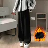 Pantalones Casuales de Pierna Ancha con Forro Polar de Corte Holgado para Mujer, Nuevos Pantalones Casuales de Invierno/Otoño de Cintura Alta Adelgazantes de Longitud Completa