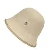 Sombrero de Pescador Estilo Coreano Estilo Fragante para Mujer Otoño e Invierno Estilo Occidental Todo Fósforo Sombrero de Cubo Tejido para Cara Pequeña Cálido Borde de Cuero Sombrero de Cubeta