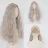 Cabello sintético gris rizado ondulado francés de encaje frontal 13*4, el más vendido transfronterizo, cabello ondulado grande
