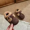 Zapatos gruesos Birkenstock para niños invierno nuevo estilo para niños pequeños y medianos zapatos de algodón y pelo de dos capas zapatos cálidos para bebé niña forrados de polar