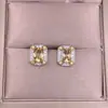 Brincos de cristal amarelo prata s925 cravejados de ouro totalmente cravejados de diamantes cor requintada tesouro cristal moda OL feminino joia de cogumelo branco