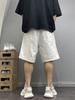 Shorts Jeans Branco Estilo Americano Street Style Design Masculino Tendência Calça Calças Soltas Versátil Calça Masculina de Comprimento Médio